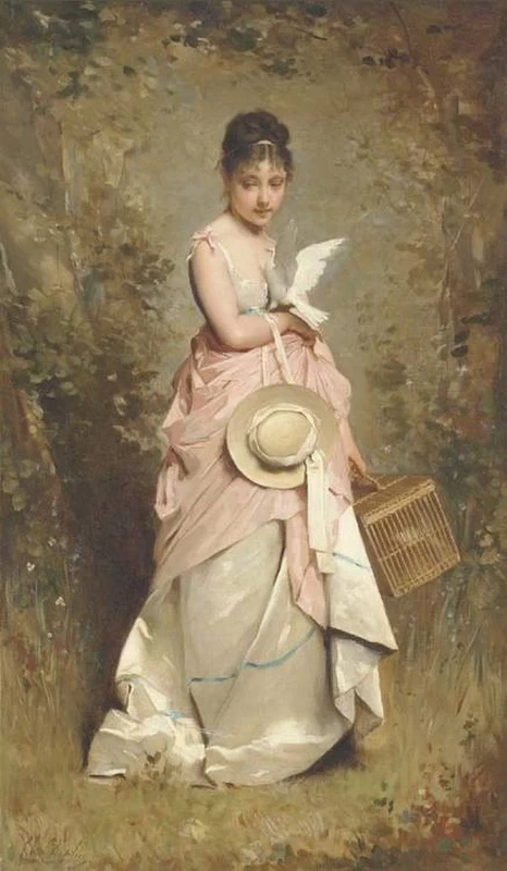 Charles Joshua Chaplin - Una giovane ragazza con una colomba